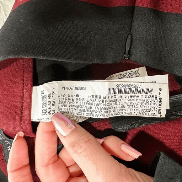 Zara Black and Red Striped Mini Skirt Size Medium - Picture 8 of 10